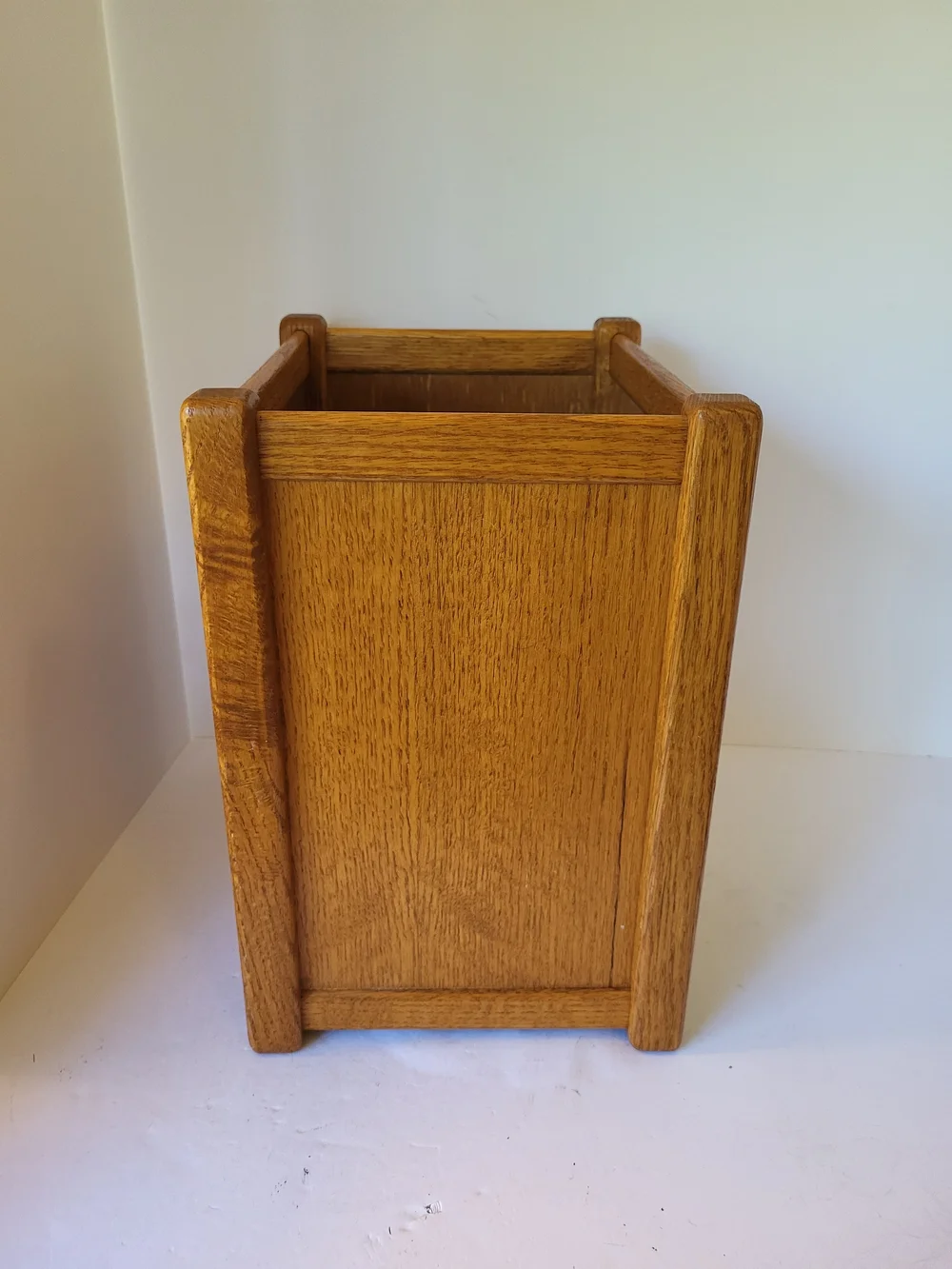 1960s Oak Sonoma Countu Woodworks Mission Wastebasket Trash Can